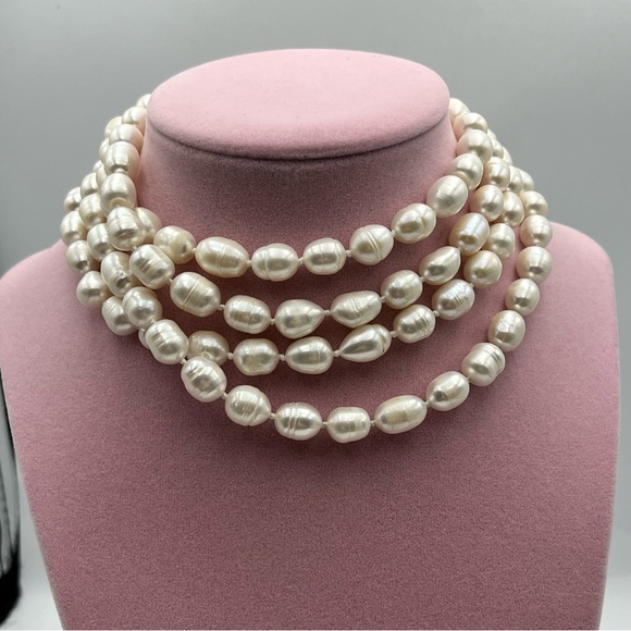 Freshwater handknotted threaded long strand Pearl necklace - Picture 7 of 7